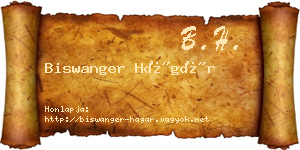Biswanger Hágár névjegykártya